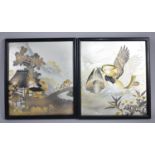 A Pair of Oriental Mixed Metal Pictures, Each 24x27cms