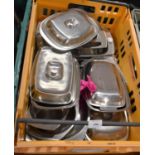 A Collection of Various Old Hall Stainless Steel Serving Dishes, Vegetable Dishes Etc