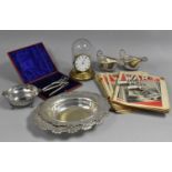 A Small Collection of Silver Plate, War Illustrated Newspapers, Pillar Clock for Restoration and