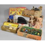 A Collection of Vintage Toys and Games to Include Slazenger Wimbledon 1959 Tennis Ball Box, Tennis