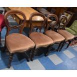 A Set of Four Late Victorian Mahogany Framed Balloon Back Dining Chairs