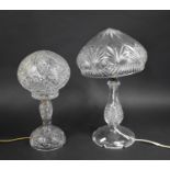 Two Cut Glass Table Lamps and Shades