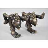 A Pair of Novelty Bronze Effect Cast Metal Bookends in the Form of Gorillas with Hands Outstretched,