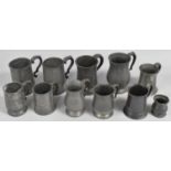 A Collection of 19th Century Pewter Tankards etc