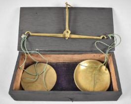 A Wooden Box Containing a Pair of Brass Apothecary or Jewellers Scales, Inscribed Tivoli