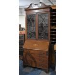 An Edwardian Mahogany Astragal Glazed Bureau Bookcase with Crossbanding and Inlaid Decoration,