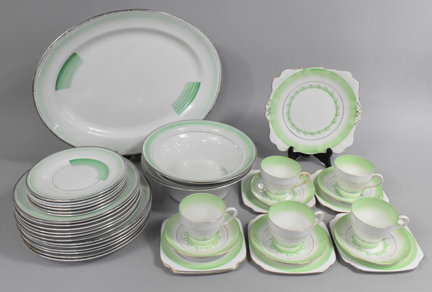 A Bell China Part Tea Set to comprise Five Teacups, Cake Plates, Saucers, Side PLAtes Etc together