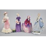 A Collection of Four Figural Ornaments to Include Royal Doulton Good Day Sir and Sweet Anne,