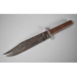 A Vintage Wooden Handled Bowie Knife, Blade Inscribed Original Bowie Knife, 33cms Long Overall