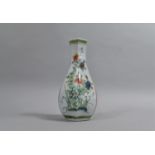 A Chinese Porcelain Vase of Hexagonal Form decorated in the Famille Vert Palette with Blooming