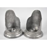 A Pair of Dutch Pewter Bed Chamber Sticks with Engraved Decoration, 12.5cms High
