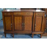 An Italian Inlaid Reverse Breakfront Sideboard with Centre Long Drawer Over Cupboard and Flanked