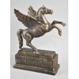 A Large Bronze Cast Metal Figure of Pegasus on Rectangular Plinth Base, 34cm high (Plus VAT)
