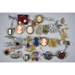 A Collection of Costume Jewellery, Mainly Brooches to Include Scottish and Cameo