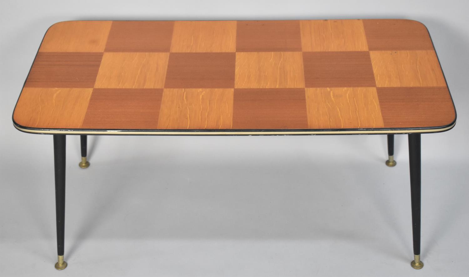 A 1970s Chequer Board Topped Rectangular Coffee Table 90cms Wide