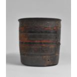 A 19th Century Metal Mounted Wooden Vessel, Traces of Original Painted Decoration, Missing Lid, 17.