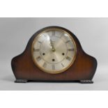 A Mid 20th century Walnut Westminster Chime Mantel Clock by Smiths, 36cms Wide