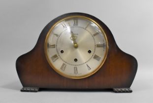 A Mid 20th century Walnut Westminster Chime Mantel Clock by Smiths, 36cms Wide