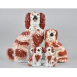 A Pair of 19th century Spaniels in the Liver Colourway together with a Further Two Larger Examples