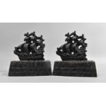 A Heavy Cast Metal Pair of Door Stops, Inscribed to Reverse A Galleon In the Time of Elizabeth, 12.