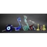 A Collection of Various Glass Ornaments to comprise Murano Squirrel, Swan Ornaments Etc