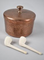 An Army and Navy Hand Beaten Copper Circular Tobacco Pot with Lid and Complete with Two Clay