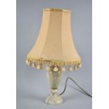 A Mid 20th Century Onyx Table Lamp of Vase Form with Shade, 46cm High Overall
