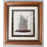A Small Framed Half Model of a Norfolk Wherry, 23x25cms Overall