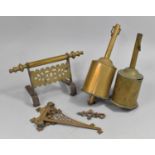 Two Late 19th Century Brass Clockwork Meat Jacks, Range Crane and Kettle Stand