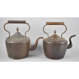 Two Late 19th Century Copper Kettles, One with Loose Spout, 29cm high