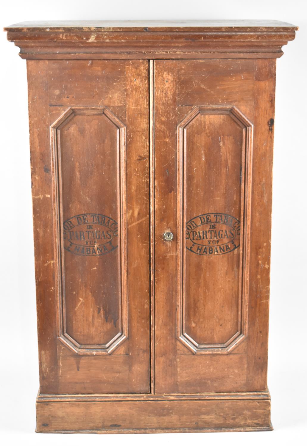 A Vintage Tobacconist's Cigar Cabinet for Flor De Tabacos, De Partagas Habana, with Panelled Doors