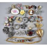 A Collection of Costume Jewellery Brooches, Necklace etc