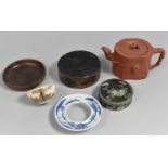 A Collection of Oriental Items to Include Yixing Teapot (Spout Glued), Tea Bowl with Chips to Rim,