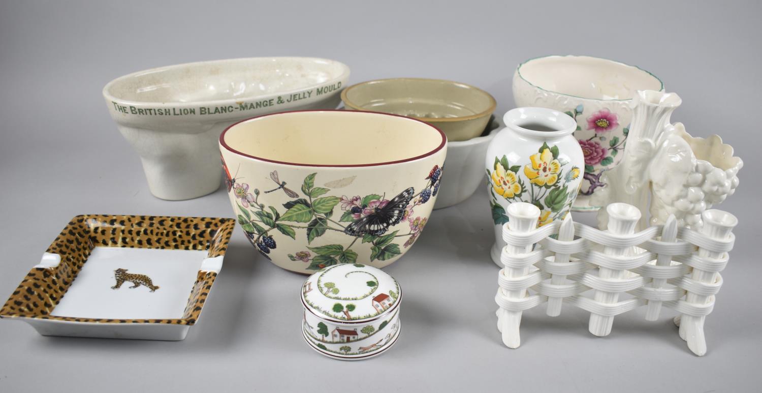 A Collection of Ceramics to Include Grimwades British Lion Jelly Mould, Hermes Style Leopard