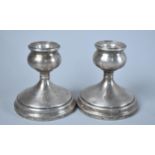 A Pair of Silver Squat Candlesticks, 9.5cm high