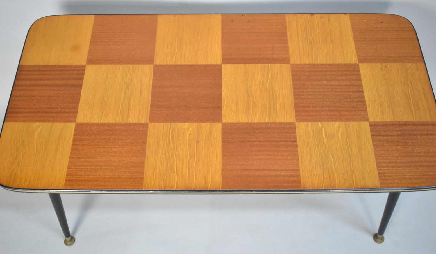 A 1970s Chequer Board Topped Rectangular Coffee Table 90cms Wide - Image 2 of 2