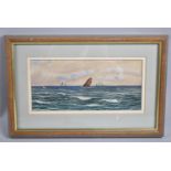 A Small Framed Watercolour Depicting Barges at Sea, Signed A W Henderson 1901, 22x10cm