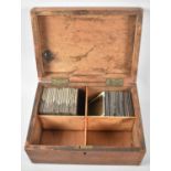 A Late 19th Century Mahogany Box Containing two Monochrome Sets of Magic Lantern Slides, America and