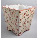 A Modern Ceramic Planter of Square Tapering Form decorated with Flowers, 14cms Cubed