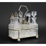 An Edwardian Silver Plated and Glass Six Bottle Cruet