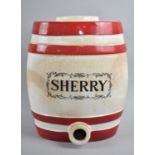 A Mid 20th Century Ceramic Sherry Cask of Oval Barrel Form, 29cms High, Complete with Lid