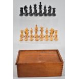 A Boxwood Chess Set, Kings 7cms High