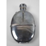 An Edwardian Silver Plated Oval Hip Flask, 13cms High