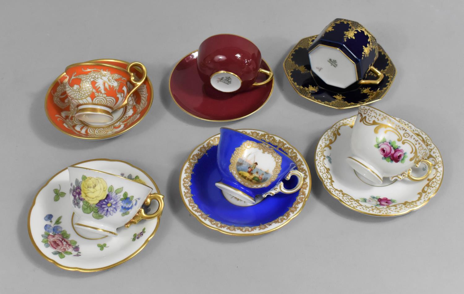 A Collection of Six Various Rosenthal Cabinet Cups and Saucers