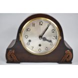 A Mid 20th Century Oak Westminster Chime Mantel Clock, Recently Serviced and Working, 30cms Wide