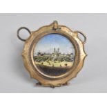 A French Wall Hanging Pocket Watch Holder decorated with Scene of Versailles, 7cms Diameter