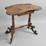 A Mid 20th Century Walnut Kidney Shaped Occasional Table with Single Drawer, Turned Supports and