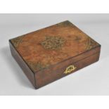 A Victorian Burr Walnut Brass Mounted Writing Box with Hinged Lid to Fitted Interior, Tooled