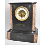 A Late 19th/Early 20th Century Black Slate and Marble Mantel Clock of Architectural Form, French