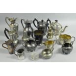 A Collection of Silver Plated and Pewter Teawares to Comprise Teapots, Hotwater Pots, Milk Jugs,